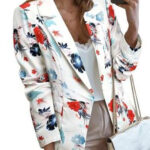 Womens Long Sleeve Floral Print Blazer